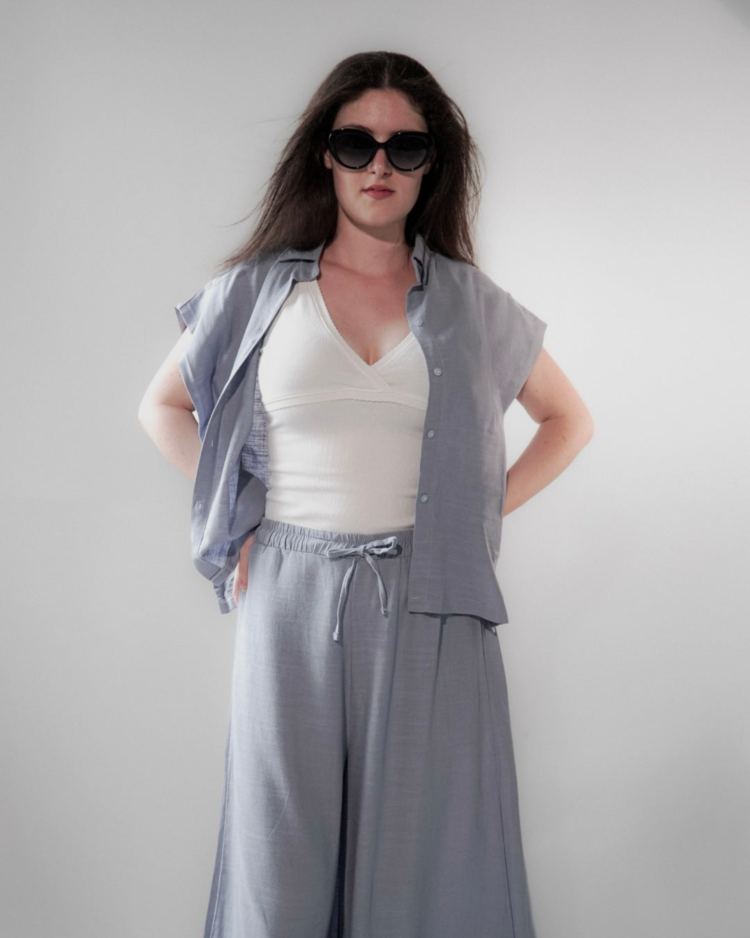 Chloe, Blue Linen Set