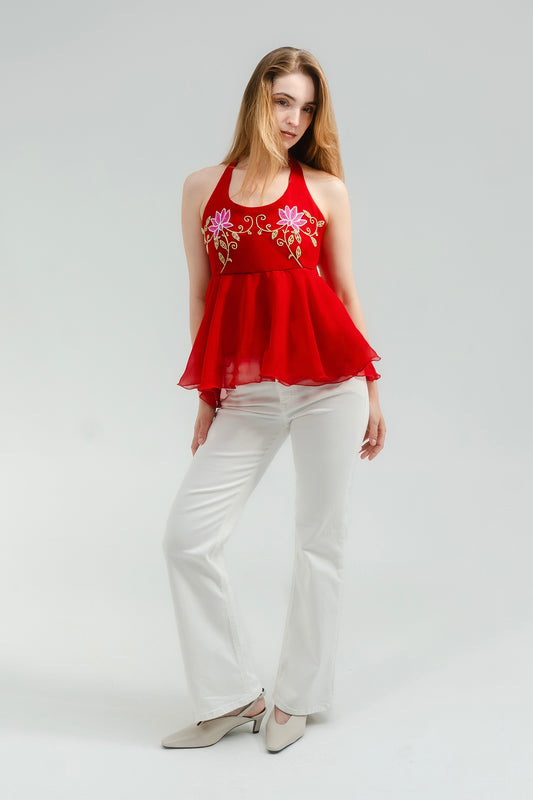 Seraia Rouge Halter Neck Top