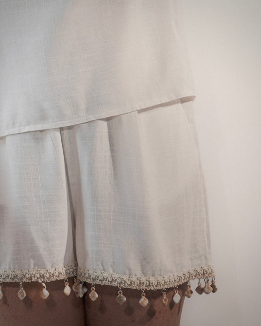 Roxy, White Linen Set Shorts
