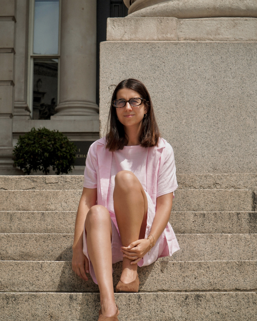 Amelie, Pink Linen Set