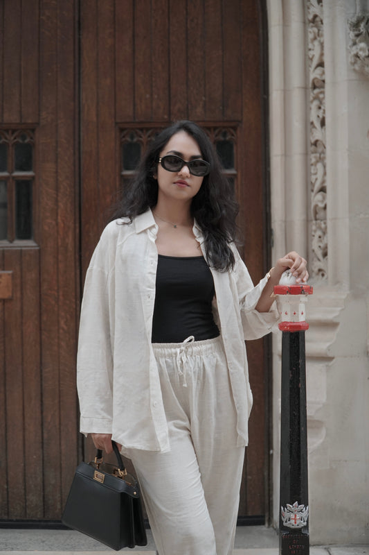 Zara, Cream Linen Oversized Shirt & Tank