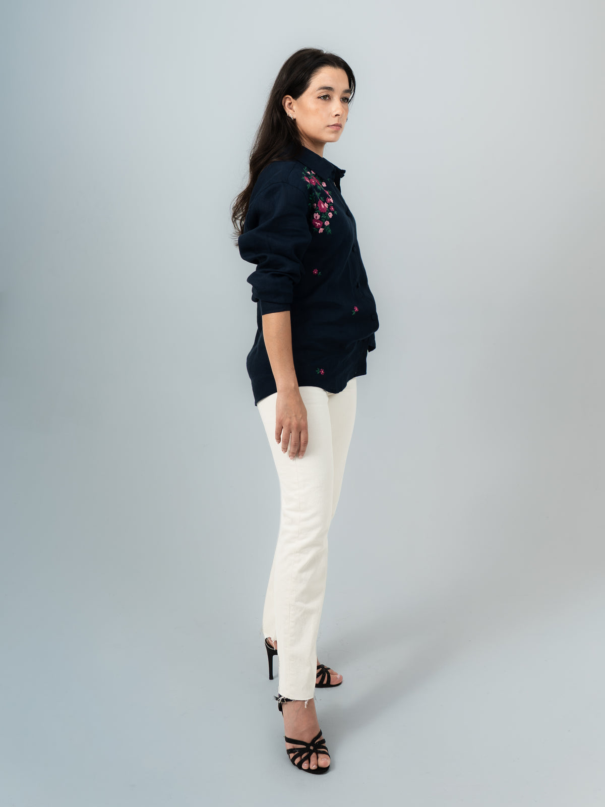 Iris Embroidered Linen Shirt