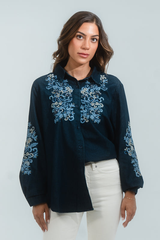 Rida Embroidered Denim Shirt
