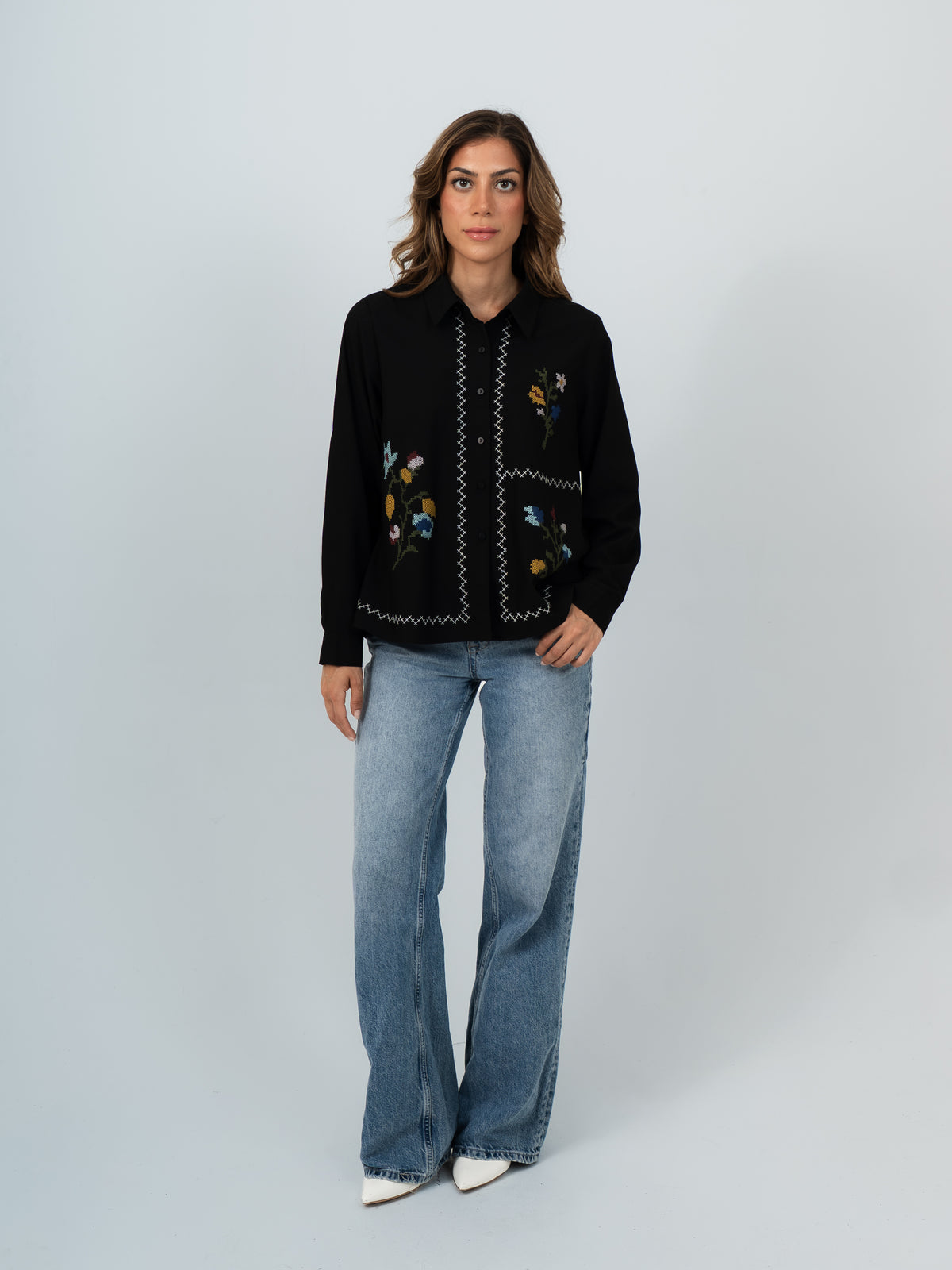 Hyacinth Floral Embroidered Shirt