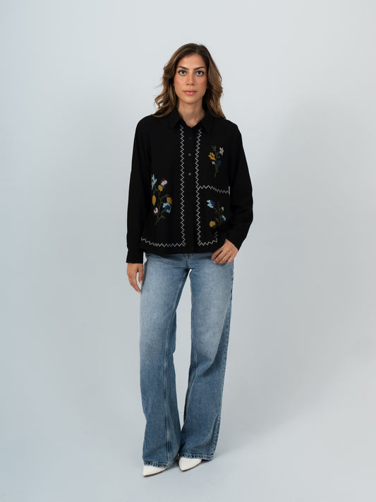 Hyacinth Floral Embroidered Shirt