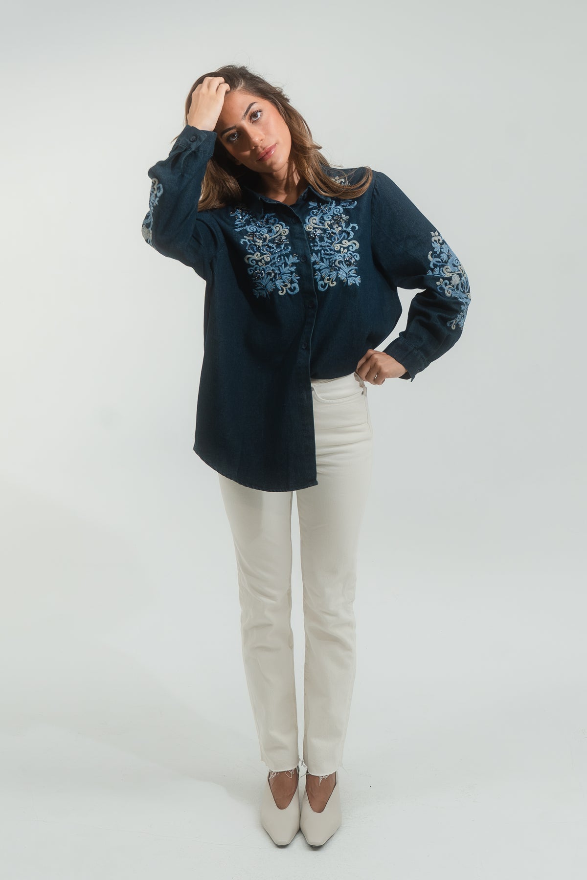 Rida Embroidered Denim Shirt
