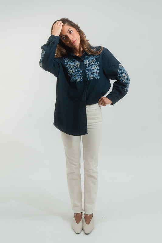 Rida Embroidered Denim Shirt