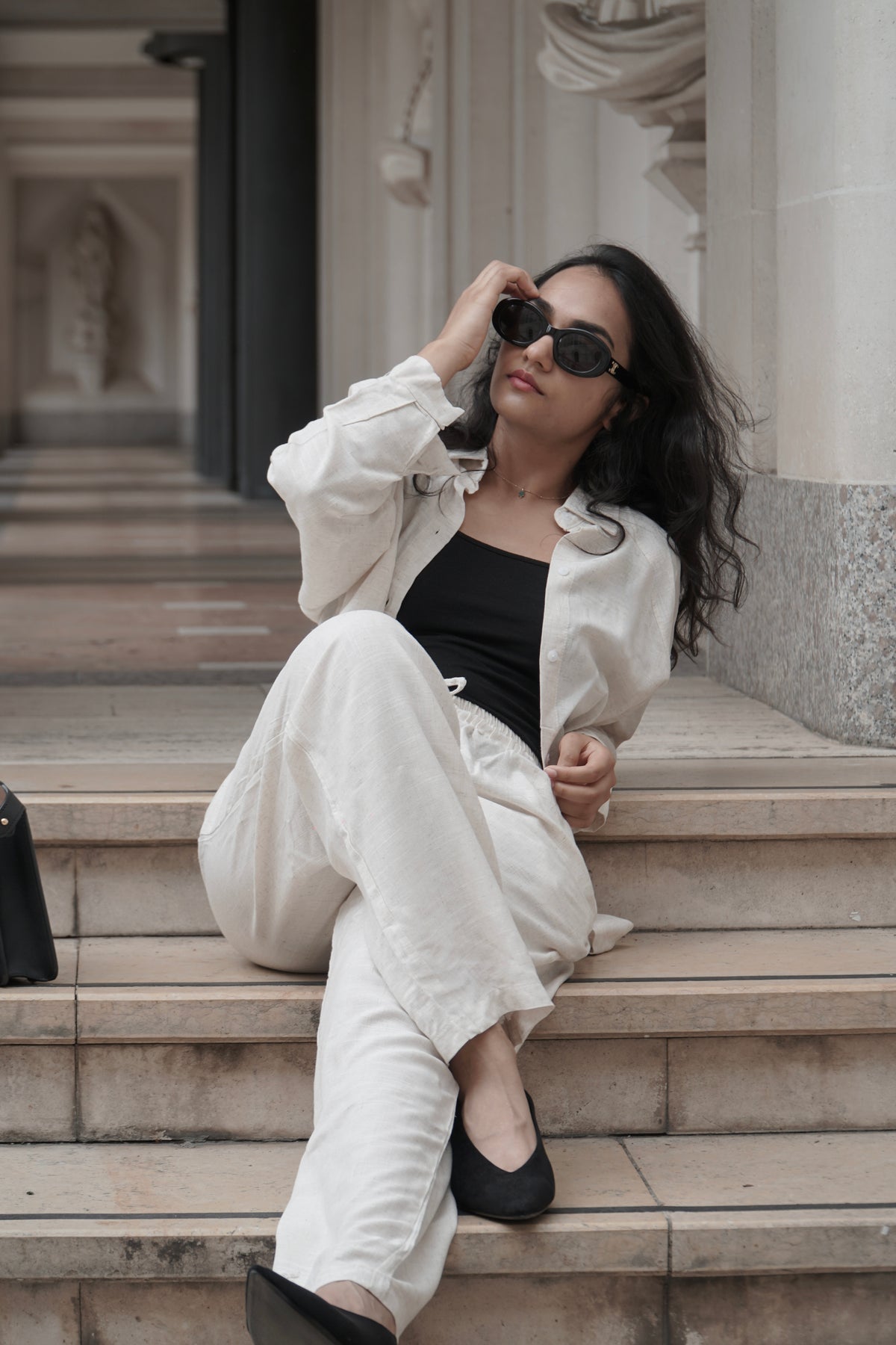 Zara, Cream Linen Oversized Shirt & Tank