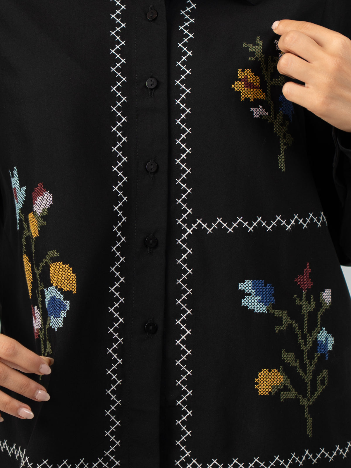 Hyacinth Floral Embroidered Shirt