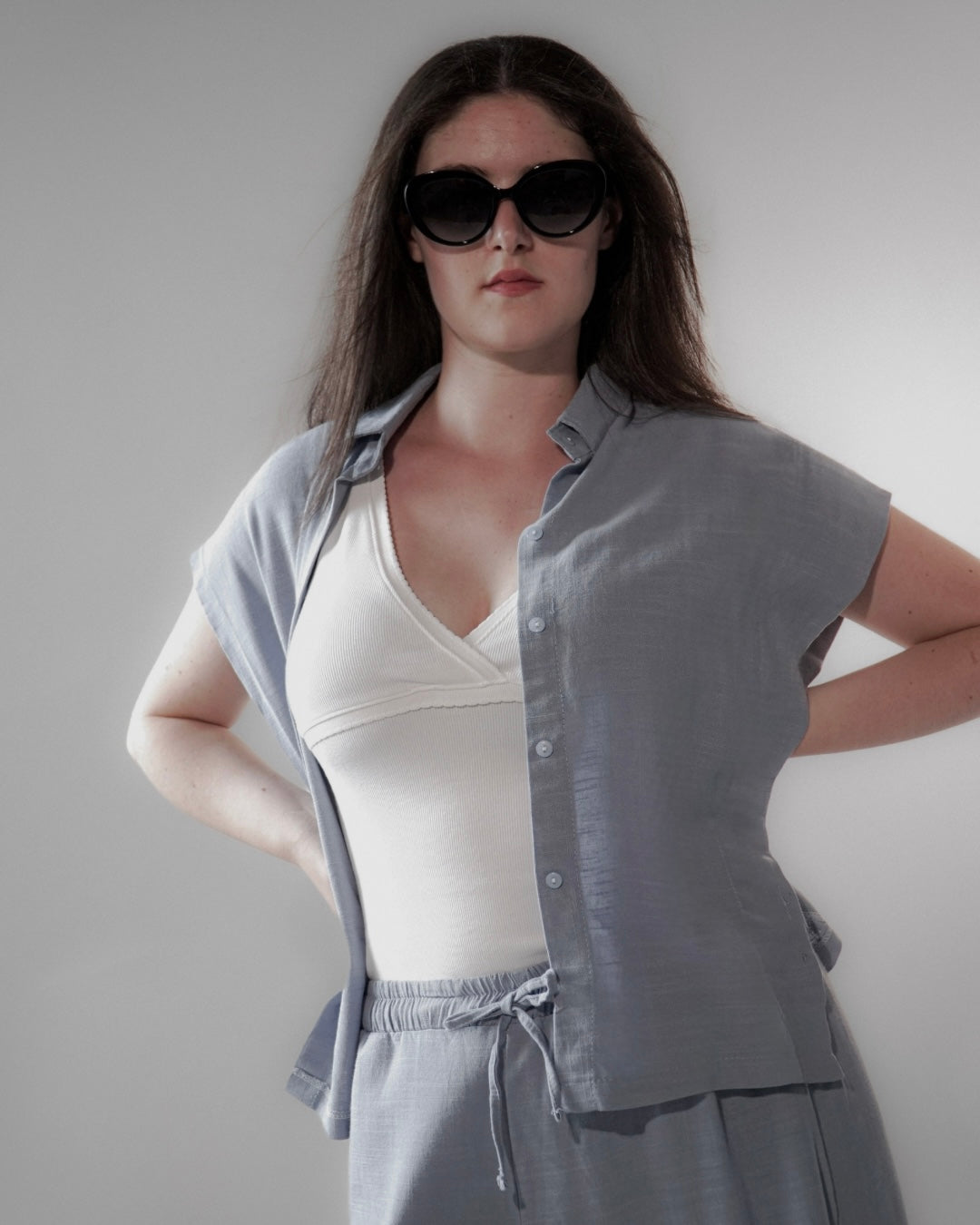 Chloe, Blue Linen Set