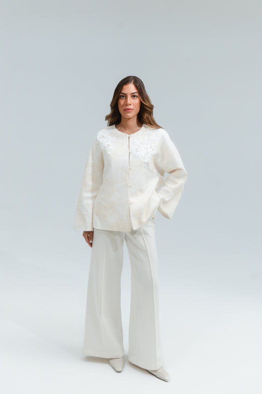 Leah Embroidered Silk Coat