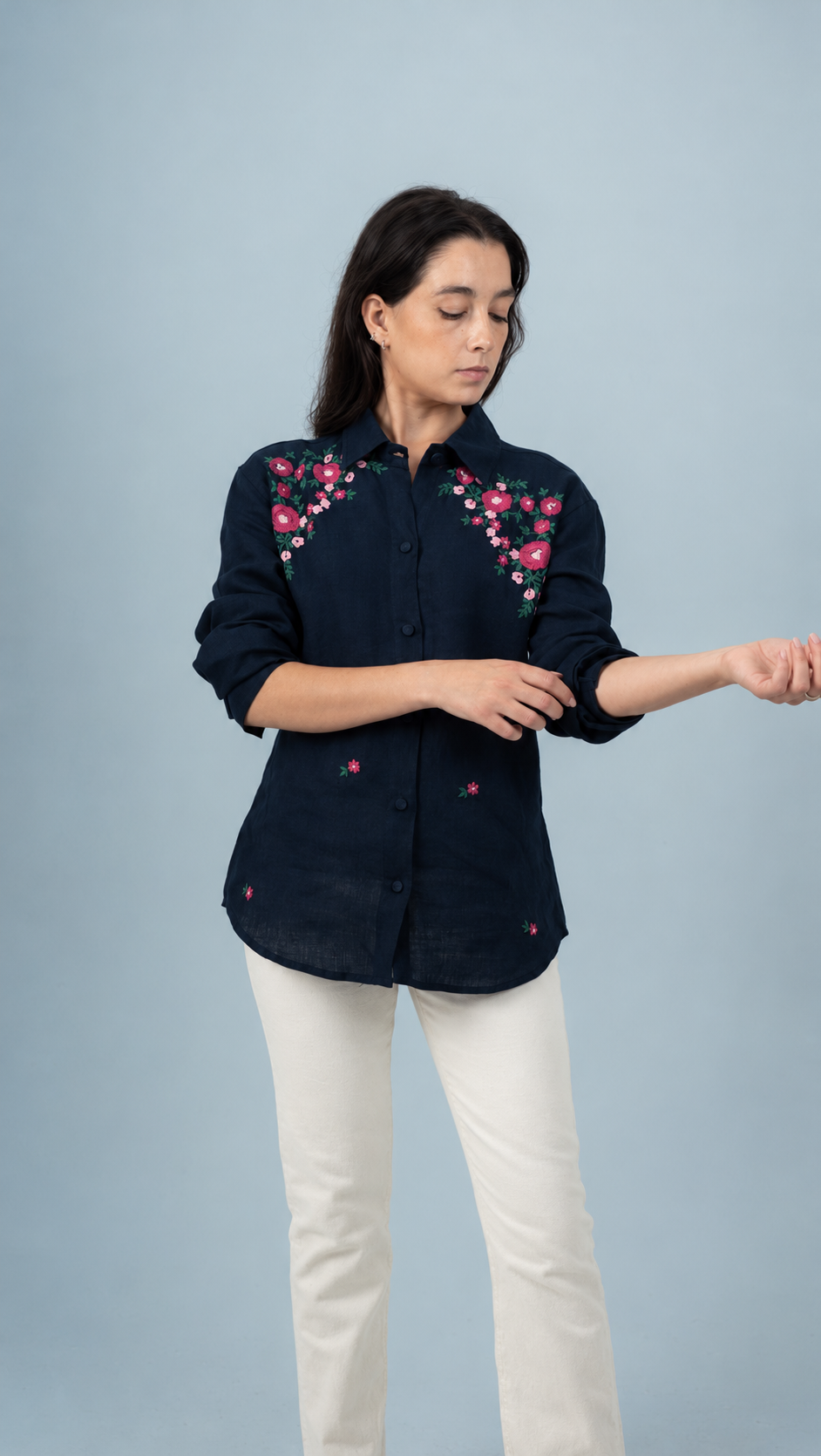 Iris Embroidered Linen Shirt