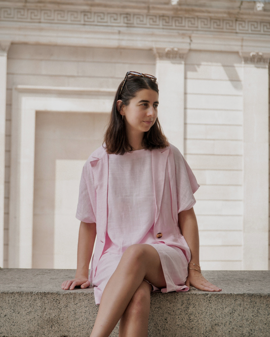 Amelie, Pink Linen Set